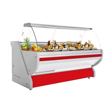 GGM Gastro Serve Over Counter - 2515x1150mm - curved front glass - granite worktop - red front - capacity 500 litres