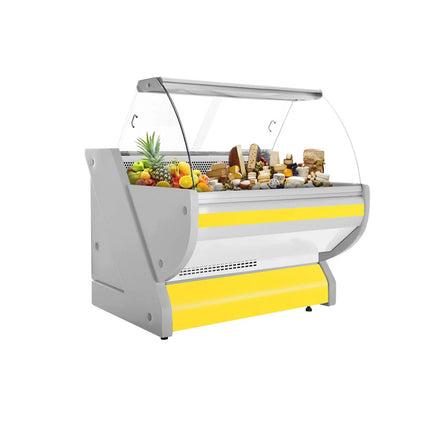 GGM Gastro Serve Over Counter - 990x1150mm - curved front glass - granite worktop - yellow front - capacity 250 litres