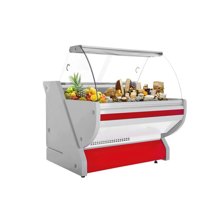 GGM Gastro Serve Over Counter - 990x1150mm - granite worktop - front panel red - capacity 250 litres - curved front glass