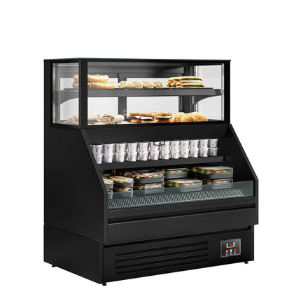 GGM Gastro Serve Over Counter HELSINKI - 1200x800mm - glass doors - black front - capacity 199 litres - with 4 shelves