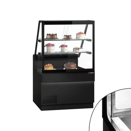 GGM Gastro Serve Over Counter TORONTO - 1000mm - double glazing - black front - with 2 shelves - granite worktop