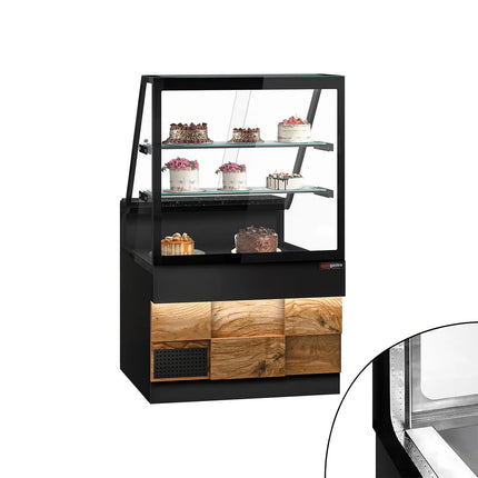 GGM Gastro Serve Over Counter TORONTO - 1000mm - double glazing - wood front - with 2 shelves - granite worktop
