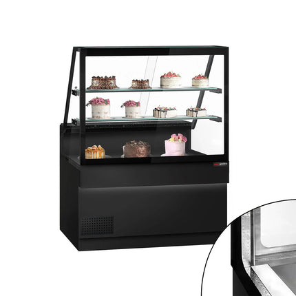 GGM Gastro Serve Over Counter TORONTO - 1300mm - double glazing - black front - with 2 shelves - granite worktop