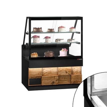 GGM Gastro Serve Over Counter TORONTO - 1300mm - double glazing - wood front - granite worktop - with 2 shelves