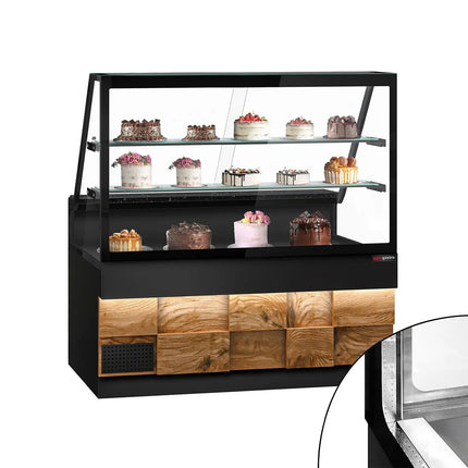 GGM Gastro Serve Over Counter TORONTO - 1600mm - double glazing - 2 shelves - granite worktop - wood front