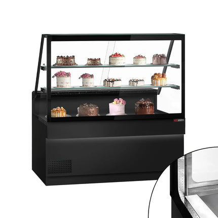 GGM Gastro Serve Over Counter TORONTO - 1600x900mm - double glazing - black front - with 2 shelves - granite worktop