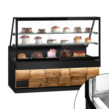 GGM Gastro Serve Over Counter TORONTO - 2000mm - double glazing - wood front - granite worktop - with 2 shelves