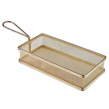 GGM Gastro Serving Basket - SNACKHOLDER - Stainless Steel - Rectangular - 215x105mm - with 1 Handle - GOLD