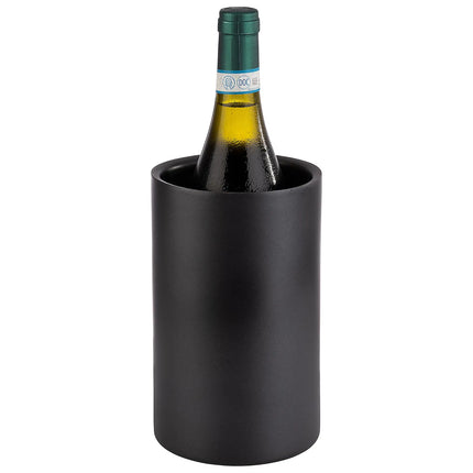 GGM Gastro Single‑Bottle Wine & Champagne Cooler - LEVANTE - Stainless Steel - Ø120mm - Height:200mm - Black