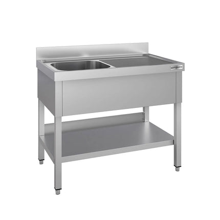 GGM Gastro Stainless Steel Commercial Sink Unit ECO - 1000x700mm - with Single Bowl Left-hand - with Undershelf