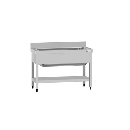 GGM Gastro Stainless Steel Commercial Sink Unit ECO - 1000x700mm - with Undershelf & Single Bowl - with Upstand