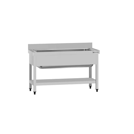 GGM Gastro Stainless Steel Commercial Sink Unit ECO - 1200x600mm - with Undershelf & Single Bowl - with Upstand