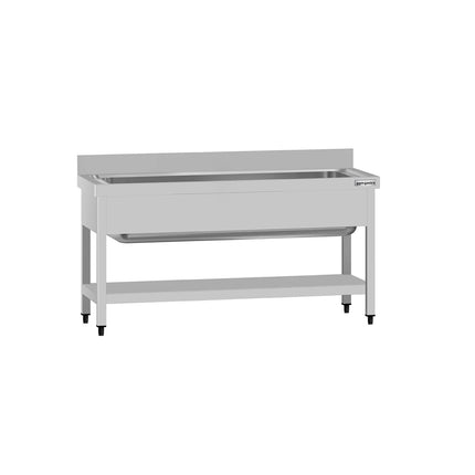 GGM Gastro Stainless Steel Commercial Sink Unit ECO - 1400x600mm - with Undershelf & Single Bowl - with Upstand
