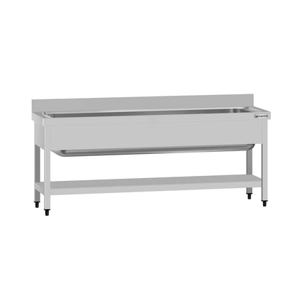 GGM Gastro Stainless Steel Commercial Sink Unit ECO - 1800x700mm - with Undershelf & Single Bowl - with Upstand