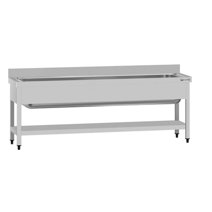 GGM Gastro Stainless Steel Commercial Sink Unit ECO - 2000x700mm - with Undershelf & Single Bowl - with Upstand