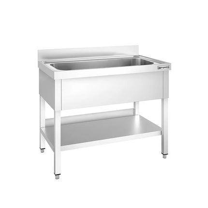 GGM Gastro Stainless Steel Commercial Sink Unit PREMIUM - 1000x700mm - with Undershelf & Single Bowl - with Upstand
