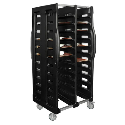 GGM Gastro Stainless Steel Double Tray Trolley - 24-Level - for 24 x 530x370mm Trays - with low-noise braked castors