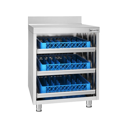 GGM Gastro Stainless Steel Floor Cupboard - 647x600mm - with 3 Drawers & Upstand
