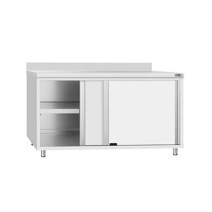 GGM Gastro Stainless Steel Floor Cupboard Flex ECO - 1600x600mm - with Sliding Doors & Upstand
