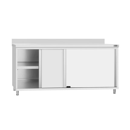 GGM Gastro Stainless Steel Floor Cupboard Flex ECO - 1800x700mm - with Sliding Doors & Upstand