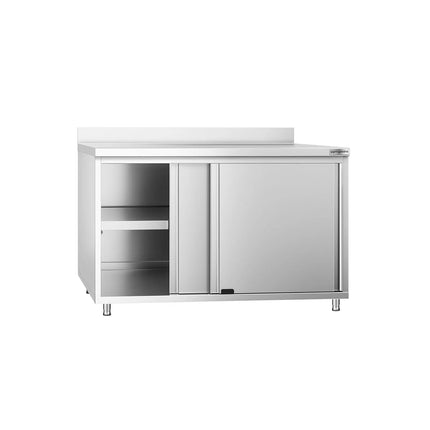 GGM Gastro Stainless Steel Floor Cupboard PREMIUM - 1200x700mm - with Sliding Doors & Upstand