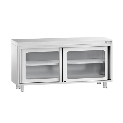 GGM Gastro Stainless Steel Floor Cupboard PREMIUM - 1600x600mm - with Glass Sliding Doors
