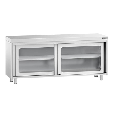GGM Gastro Stainless Steel Floor Cupboard PREMIUM - 1800x700mm - with Glass Sliding Doors