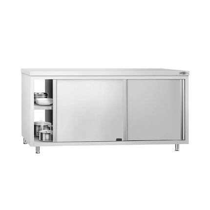 GGM Gastro Stainless Steel Floor Cupboard PREMIUM - 1800x700mm - with Sliding Doors - Pass-Through