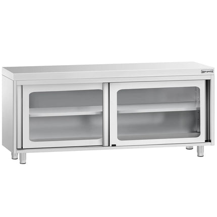 GGM Gastro Stainless Steel Floor Cupboard PREMIUM - 2000x600mm - with Glass Sliding Doors