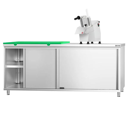 GGM Gastro Stainless Steel Floor Cupboard PREMIUM - 2000x600mm - with Sliding Doors - incl. Chopping Board Green