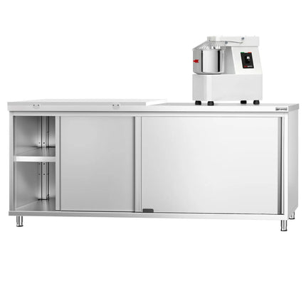 GGM Gastro Stainless Steel Floor Cupboard PREMIUM - 2000x700mm - with Sliding Doors - incl. 1/2 Chopping Board White