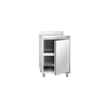 GGM Gastro Stainless Steel Floor Cupboard PREMIUM - 600x700mm - with Hinged Doors & Upstand