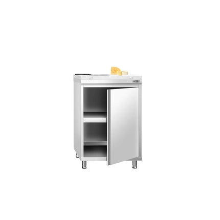 GGM Gastro Stainless Steel Floor Cupboard PREMIUM - 600x700mm - with Hinged Doors - incl. Chopping Board White