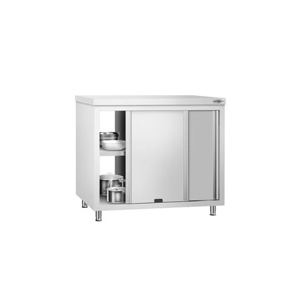 GGM Gastro Stainless Steel Floor Cupboard PREMIUM - Pass-Through - 1000x700mm - with Sliding Doors