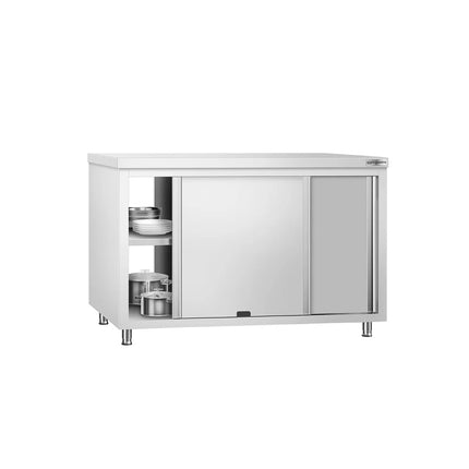 GGM Gastro Stainless Steel Floor Cupboard PREMIUM - Pass-Through - 1400x600mm - with Sliding Doors