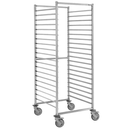 GGM Gastro Stainless Steel Gastronorm Racking Trolley - 20-Level - for 20 x GN 2/1 Trays - with low-noise braked castors