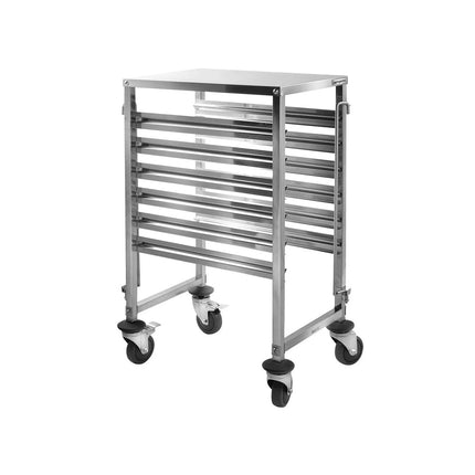 GGM Gastro Stainless Steel Gastronorm Racking Trolley - 6-Level - for 6 x GN 1/1 Trays - with low-noise braked castors