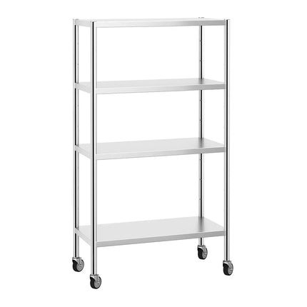 GGM Gastro Stainless Steel Shelving Unit PREMIUM - 1000x500mm - with 4 shelves (ADJUSTABLE) - incl. 4 wheels