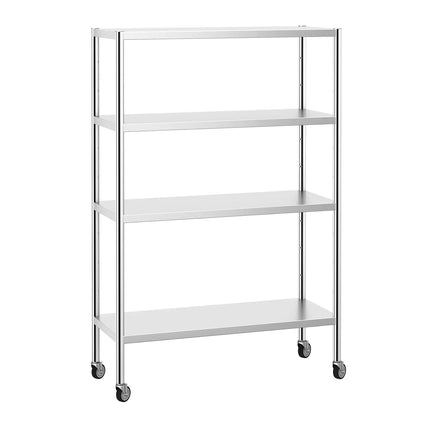 GGM Gastro Stainless Steel Shelving Unit PREMIUM - 1200x500mm - with 4 shelves (ADJUSTABLE) - incl. 4 wheels