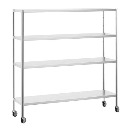 GGM Gastro Stainless Steel Shelving Unit PREMIUM - 1800x500mm - with 4 shelves (ADJUSTABLE) - incl. 4 wheels