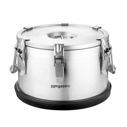 GGM Gastro Stainless Steel Thermos Container - 10L - Height 220mm - with Non-Slip Rubber Base