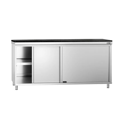 GGM Gastro Stainless Steel Work Cabinet PREMIUM - 1800x700mm - with sliding door - incl. granite worktop
