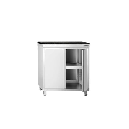 GGM Gastro Stainless Steel Work Cabinet PREMIUM - 800x600mm - with hinged door - incl. granite worktop