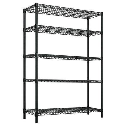 GGM Gastro Steel Wire Shelving Unit - 1200x450mm - 5 shelves - Black
