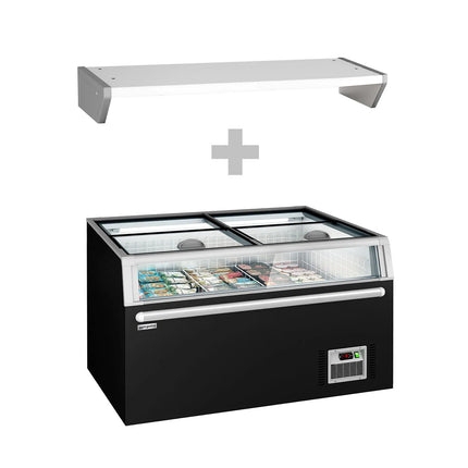 GGM Gastro Supermarket Island Freezer 1454x850mm - 402 Litres - with Baskets - Black