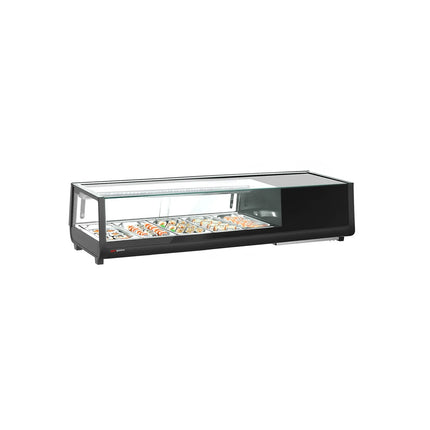 GGM Gastro Sushi Display Case - with LED Lighting - 1352x420mm - 5x GN 1/3 - Black