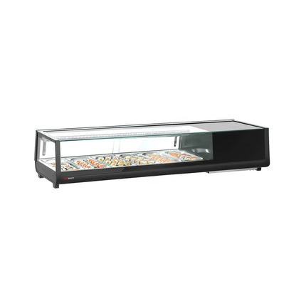 GGM Gastro Sushi Display Case - with LED Lighting - 1529x265mm - 6x GN 1/3 - Black