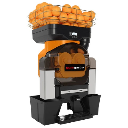 GGM Gastro Tabletop Auto-Feed Orange Juicer – 45 Oranges/Min - Ø60–80 mm - No Cooling - 12 kg Peel Bin - Push & Juice