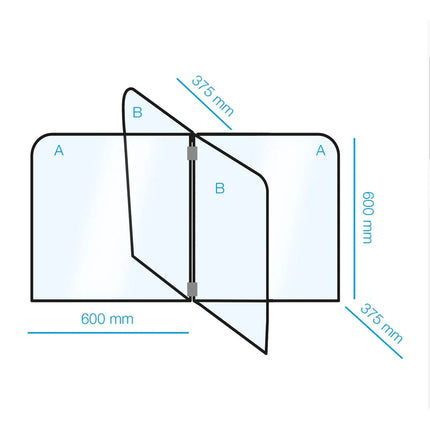 GGM Gastro Tấm Chắn Giọt Bắn - Đỉnh Phẳng - Acrylic - 1200x600mm - Bộ Cho 4 Vị Trí