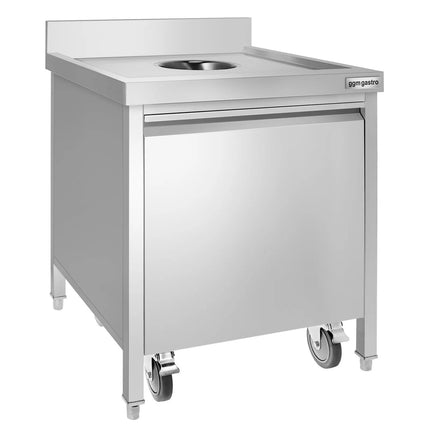 GGM Gastro Thùng Rác Âm Tủ - 50L - 970(C)x700(R)x700(S)mm - Kéo Ra Trước & Đóng Êm - Có Gờ Chắn & Đế Có Bánh - Thép Không Gỉ